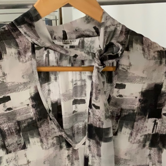 Waverly Grey polyester bow blouse - Picture 2 of 6